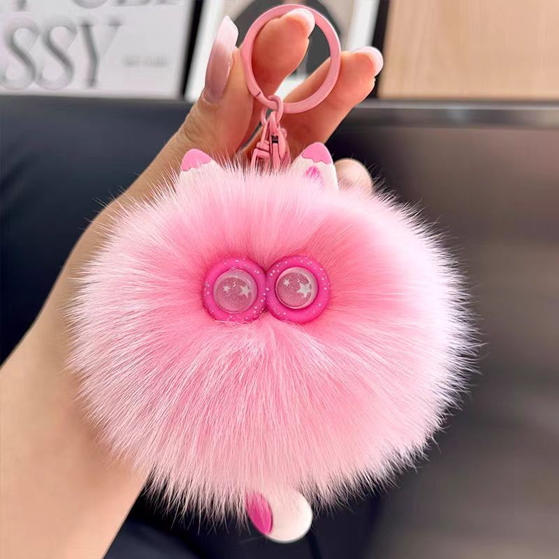 verdadero zorro pelo gatito colgante lindo peluche red rojo llavero de automóvil bolso colgante regalo de cumpleaños