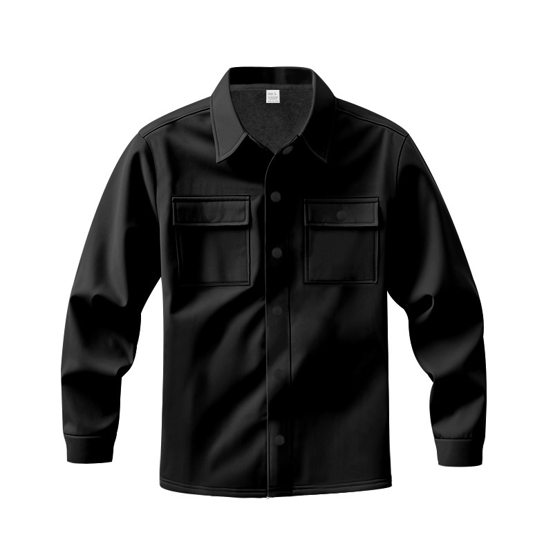 Amerikanische Kleidung mit Fleecekragen, mehreren Taschen, einreihig, einfarbige Freizeitjacke, Herrenjacke_voghion.com