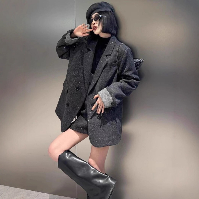 European Style Shiny Sequin Blazer for Women, New Autumn and Winter High-End Loose Fashion Commuter Suit Jacket Trendy European Style Shiny Sequin Blazer for Women, New Autumn and Winter High-End Loose Fashion Commuter Suit Jacket Trendy