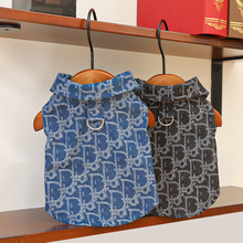 秋冬季宠物衣服小中狗狗猫咪衣服提花牛仔衣比熊泰迪柯基法斗用品