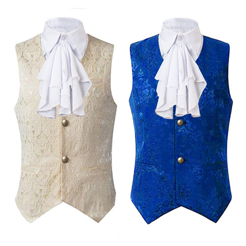 New Men's Medieval Style Vest Retro Short Puffer Jacket False Collar Halloween Costume for Amazon Wish 2020