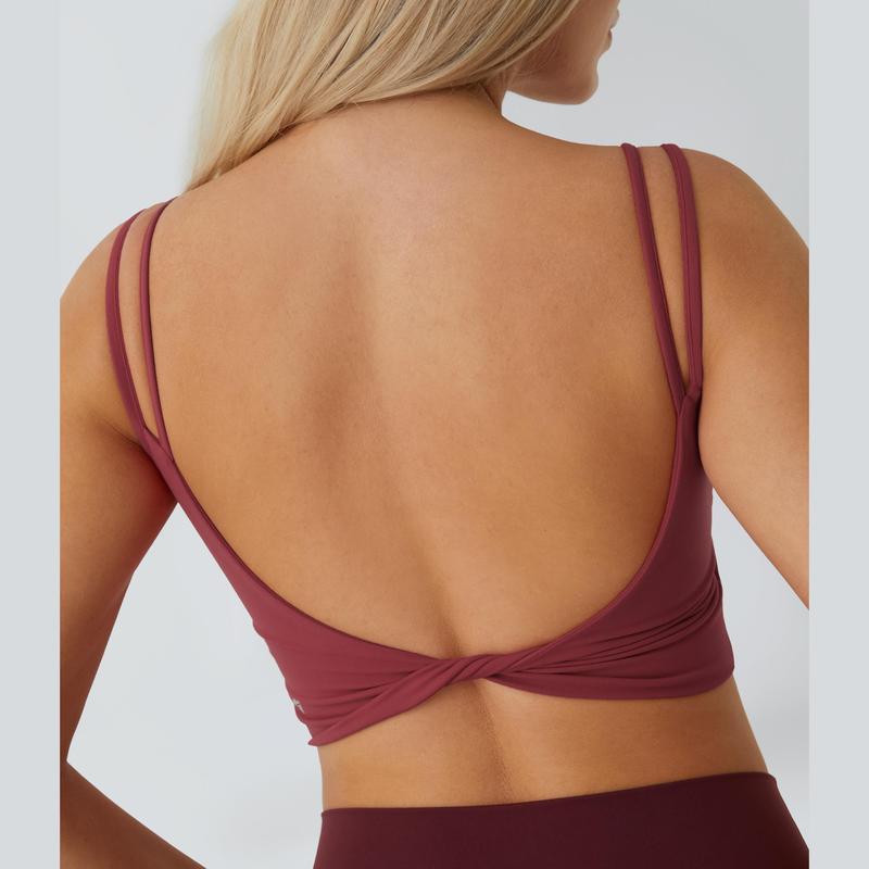 Double Straps Backs Twisted Cropped Yoga Tank Top Summer|ms