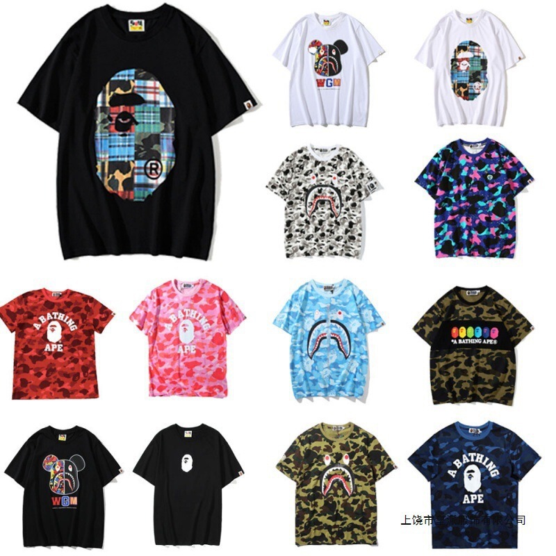 2025 Cross-Border Amazon Ins Trendy Brand 3D Printed Ape Shark Head Short-Sleeved Loose Casual T-Shirt Dropshipping