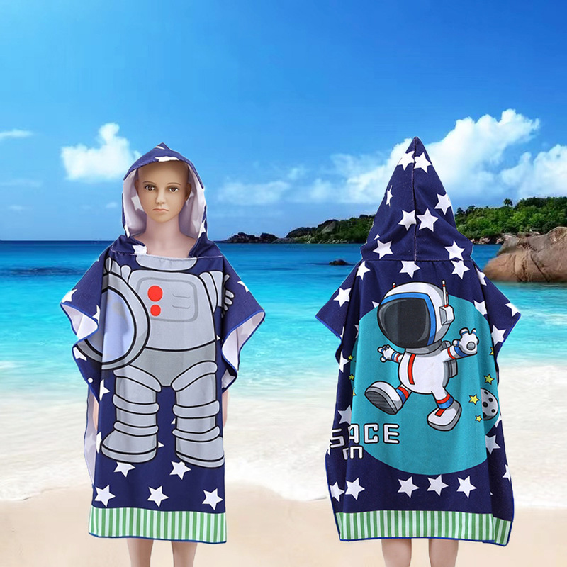 Factory wholesale children's bath towel beach towel quick-drying baby cape hooded bathrobe