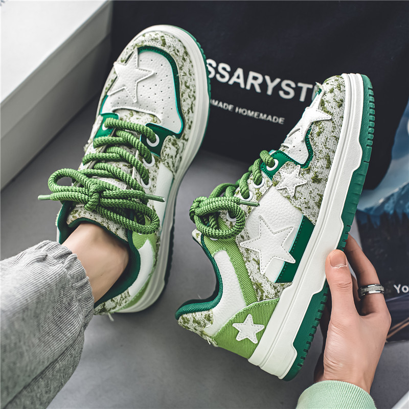2024 primavera nuova nicchia stella a cinque punte bordo studentesco sport e tempo libero versione coreana low top allacciata da uomo alla moda_voghion.com