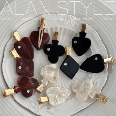 Alan Sweet Girly Star Love ダイヤモンド付きプリンセスヘッドバングヘアクリップ酢酸繊細なヘアクリップサイドクリップ