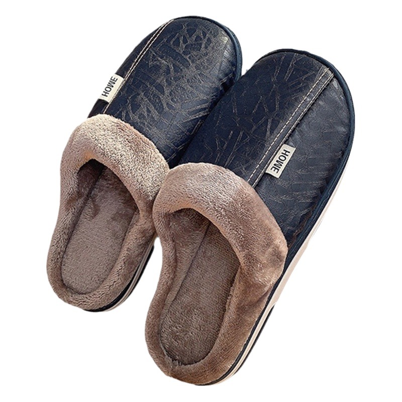 Ten Step Large Size Home Waterproof Cotton Slippers Men's Winter Home Indoor Warm Non-Slip Cotton Shoes Men's Autumn and Winter