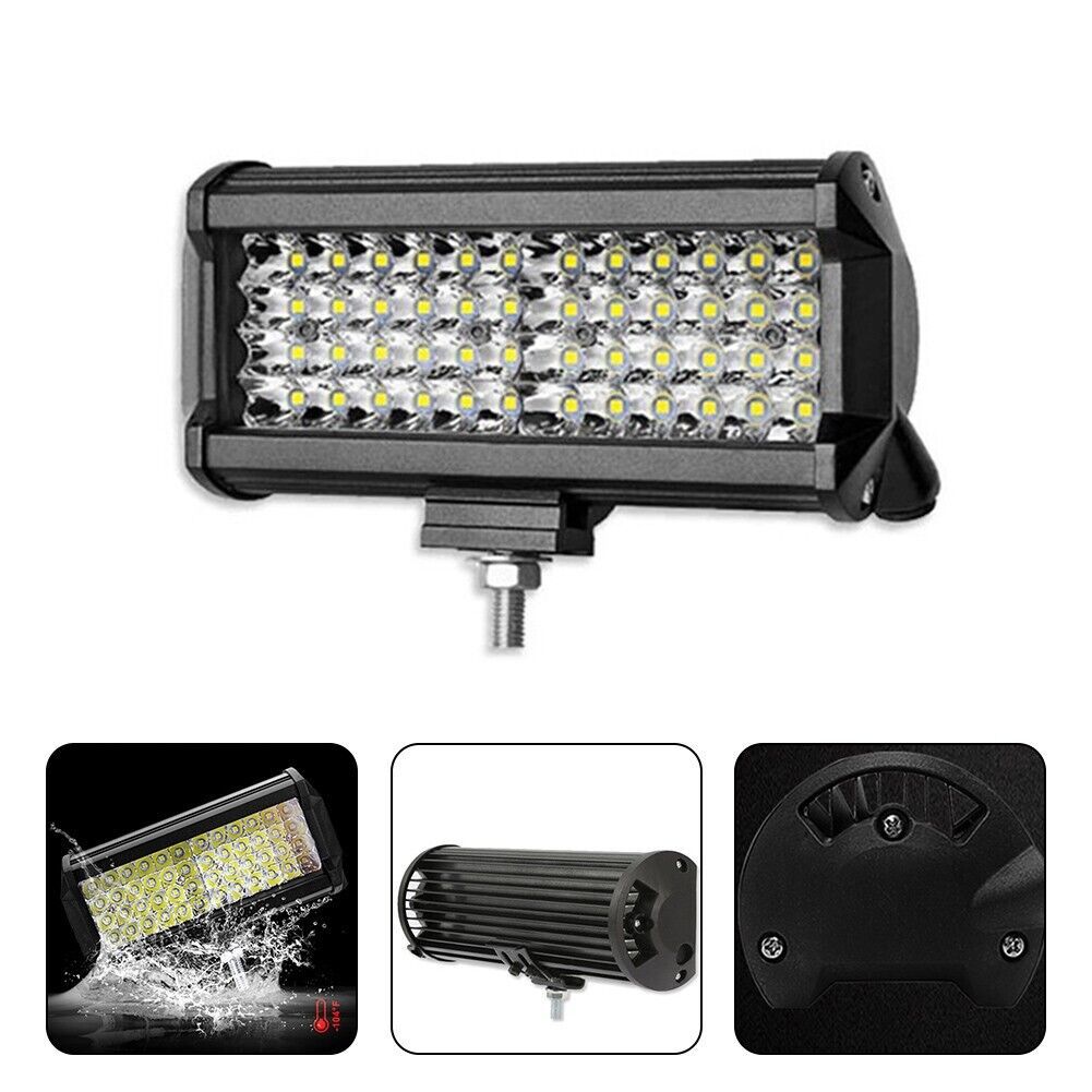 Transfronterizo 7 pulgadas cuatro filas 48LED 144W lámpara de trabajo del automóvil transformada lámpara de tres ojos lámpara de barra larga luz blanca