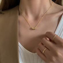 夏季時尚金色歐美項鏈氣質三環鑲嵌鋯石轉運珠鎖骨鏈女跨境飾品