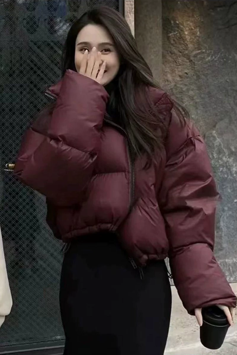 Новинка от Amazon, короткая утолщенная куртка с хлопковой подкладкой с тремя защитными вставками, маленький хлебный костюм с вертикальным воротником, Европейская и американская верхняя одежда, женская одежда