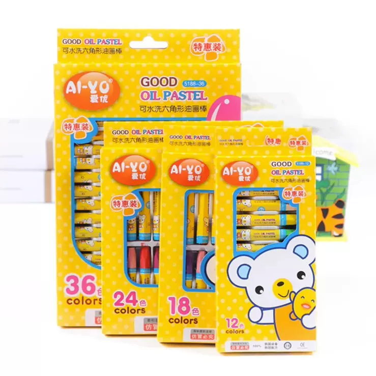 24色油画棒36色48色宝宝蜡笔儿童安全画笔彩笔腊笔套装幼儿园