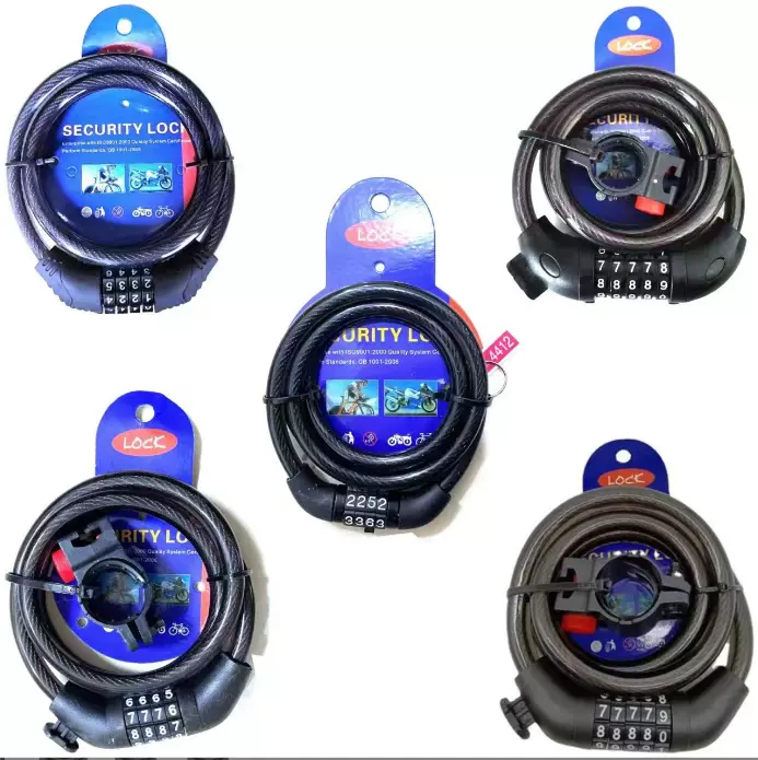 自行车锁山地车四位五位密码锁钢缆锁密码锁盘龙锁钢丝锁骑行装备