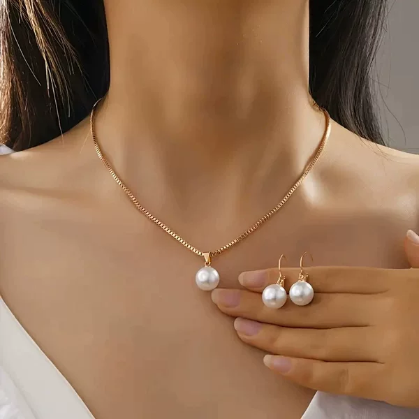 Light Luxury Fashion New Pearl Pendant Necklace Earrings Set Easiest for Match Exquisite Commemorative Jewelry Birthday Gift