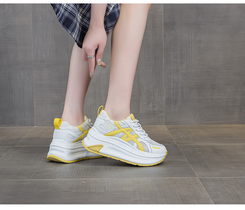 Giày sneaker nữ đế dày tăng chiều cao phong cách thể thao — M2852 be, M2852 xanh, M2852 vàng chi tiết 24