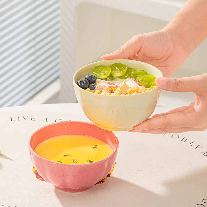 Underglaze Cream-Style Bowl for Home Use 2026 New Bowl and Plate Set for Home Use Healthy Ceramic Tableware High-Value Bowls and Chopsticks