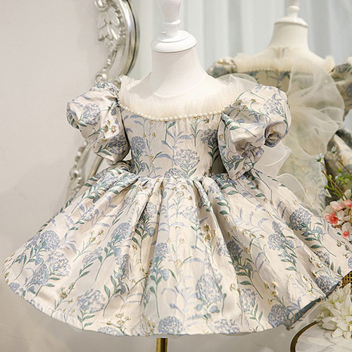 Children's dress princess skirt spring little host piano performance birthday dress puffed skirt for girls first birthday dress