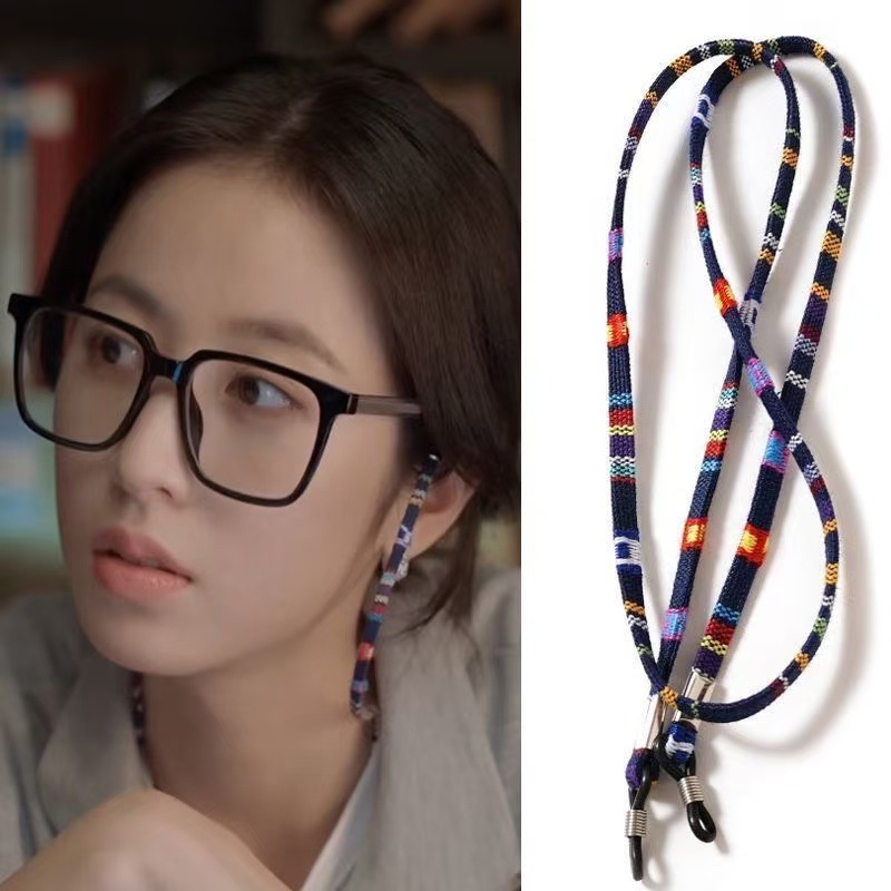 Amazon ventas transfronterizas gafas de viento bohemias cuerdas de colgante gafas de cadena con gafas de viento nacional para evitar la caída de la cuerda