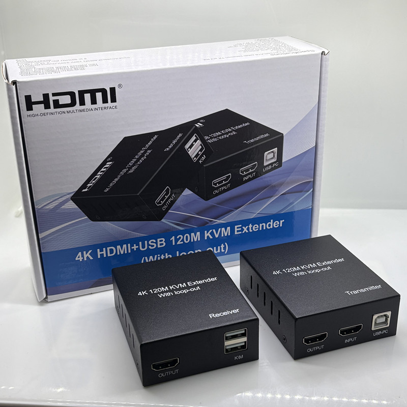 Cross-border KVM HDMI extender 60M 150m network cable RJ45 to HD 120 m 200M ring out 4K30