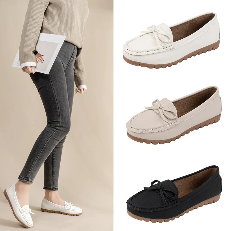 Бобовые ботинки женские весенние новые плоские туфли