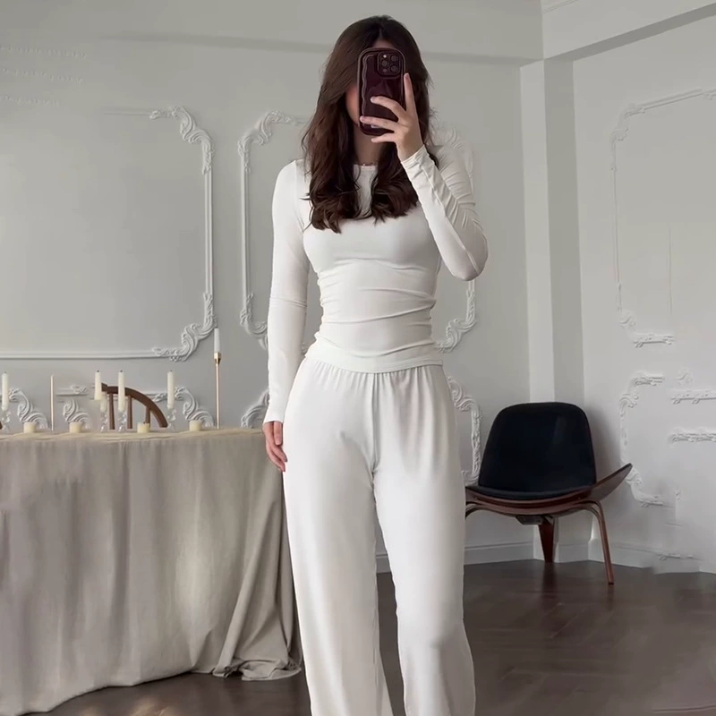 Summer solid trousers set, European style, lightweight, multiple colors & sleeve options