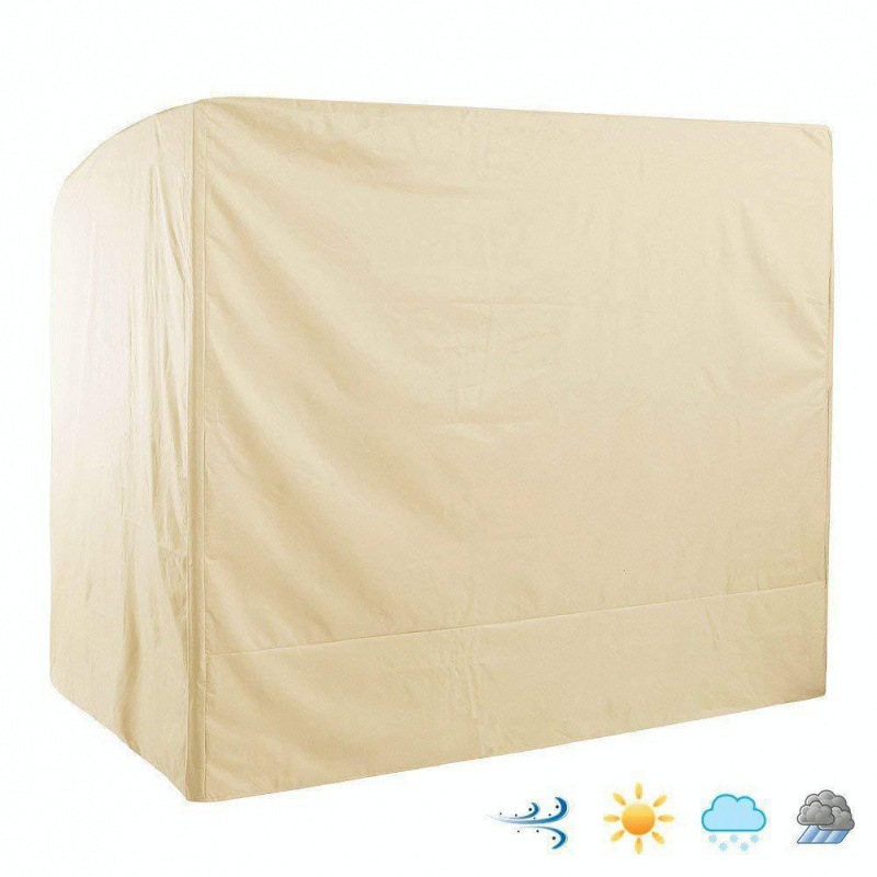 户外 3 三人座吊床露台秋千椅罩 米色防水秋千罩家用防尘罩