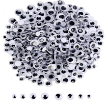 亚马逊跨境 创意DIY玩具配件 卡通动物黑白带胶眼睛塑料活动眼珠