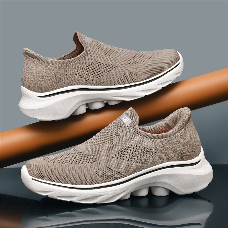 Cross-Border New Model Men's All-Season Soft-Soled Breathable Walking Shoes for Dad, Slip-On Mesh Casual Sports Shoes for the Elderly