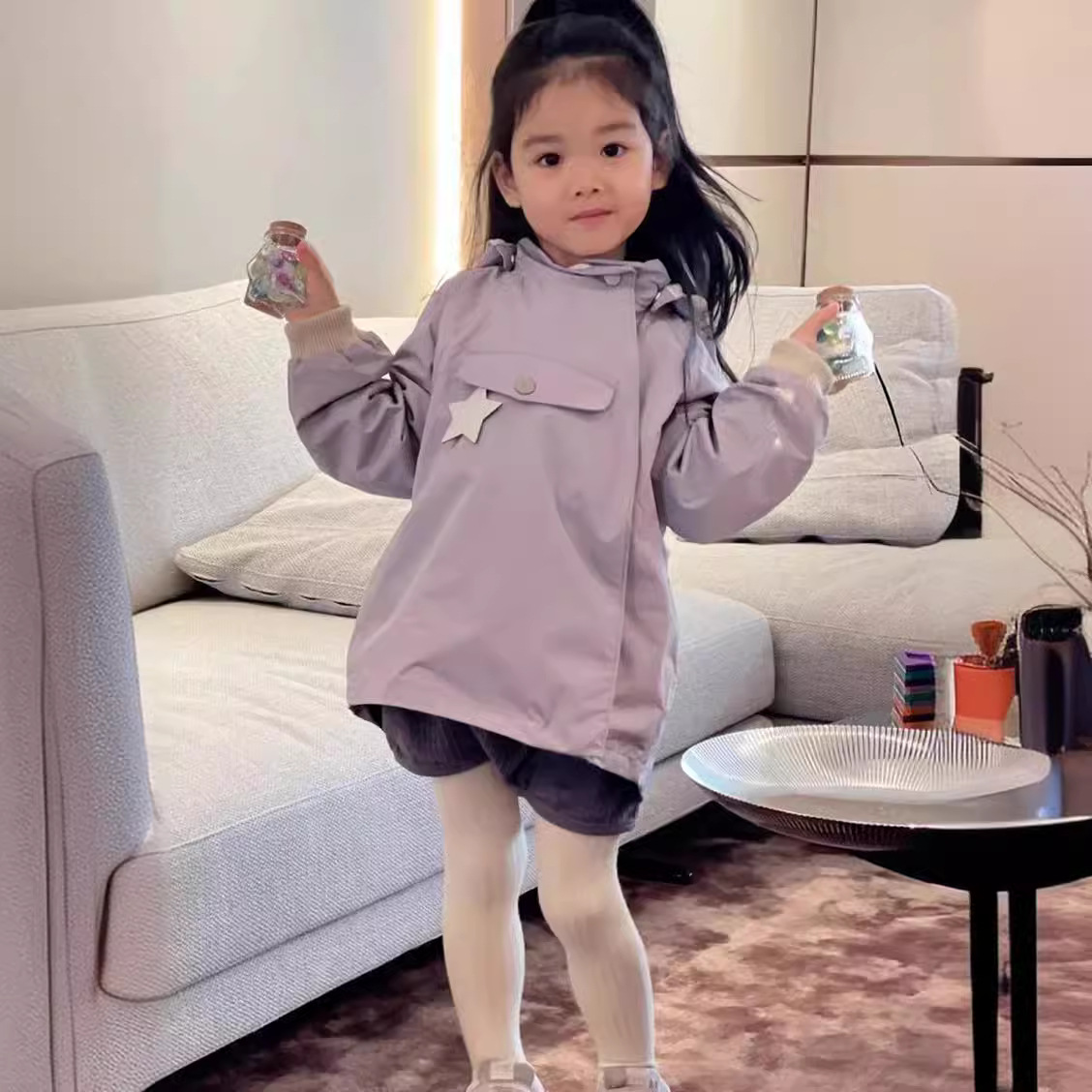 2023 spring and summer new style classic European and American fashion mat children and girls long-sleeved windbreaker