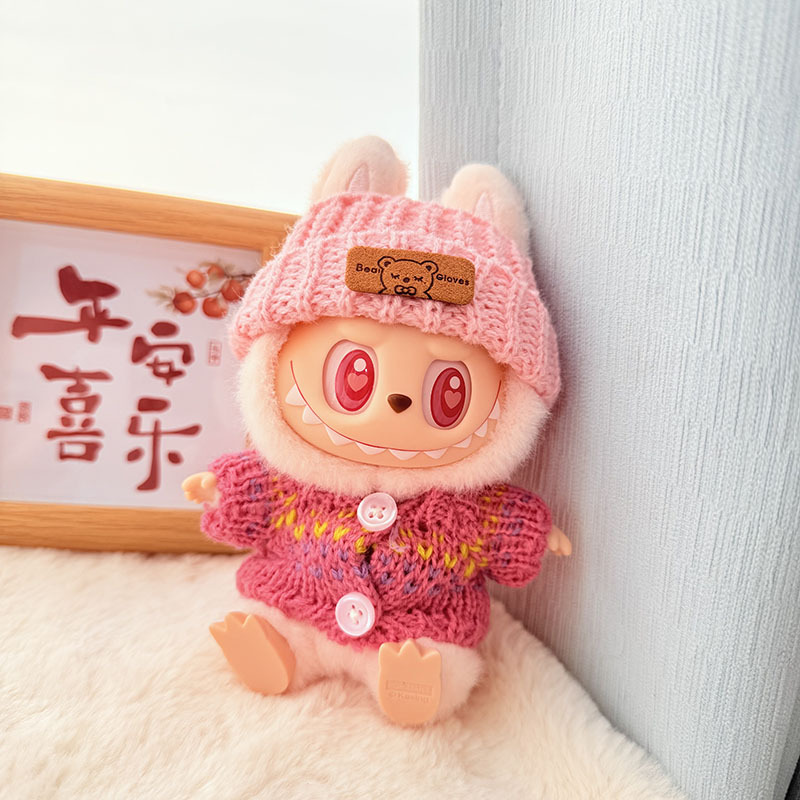 Solo ropa] Llavero de primera y segunda generación Labubu colgante de ropa Rabubu ropa de bebé suéter de punto traje de sombrero