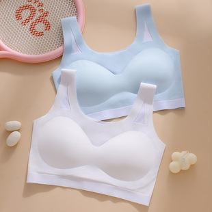 Junior High School High School student Beauty back girl underwear development stage two vest female student semi-fixed Cup seamless bra