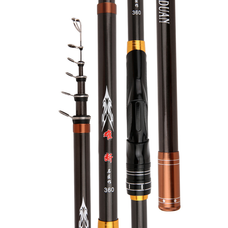 Nuevo N ° 7 varilla de pesca de roca de carbono 2,7-4,5 m Varilla de tiro largo Varilla de sección corta gran anillo de Guía de deslizamiento flotador mano mar de doble uso