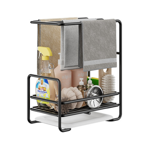Kitchen rack rag rack sink drain rack no punching wall hanging sponge steel ball dishwashing towel storage rack