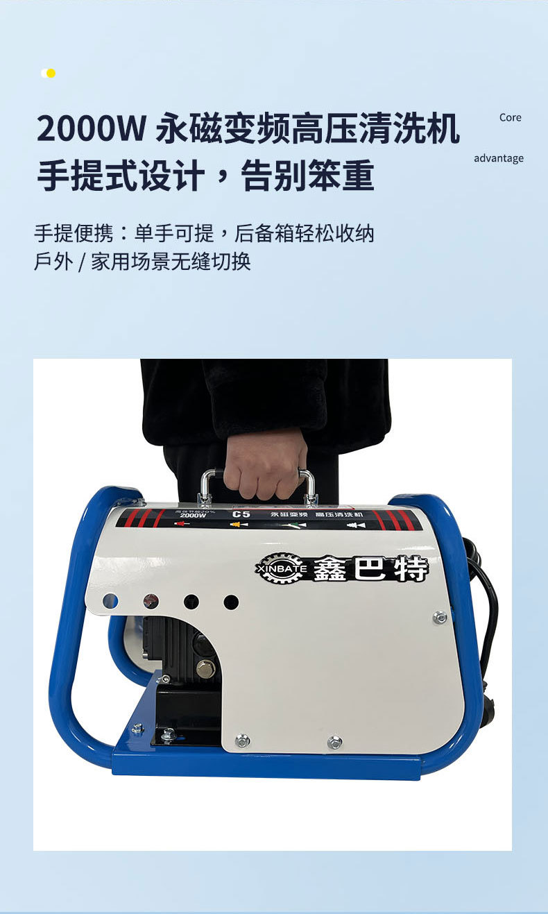 Household 220V Commercial Car Washing Machine 2Kw 3Kw Ultra-High Pressure Cleaning Machine for Car Wash Shops and Farms
