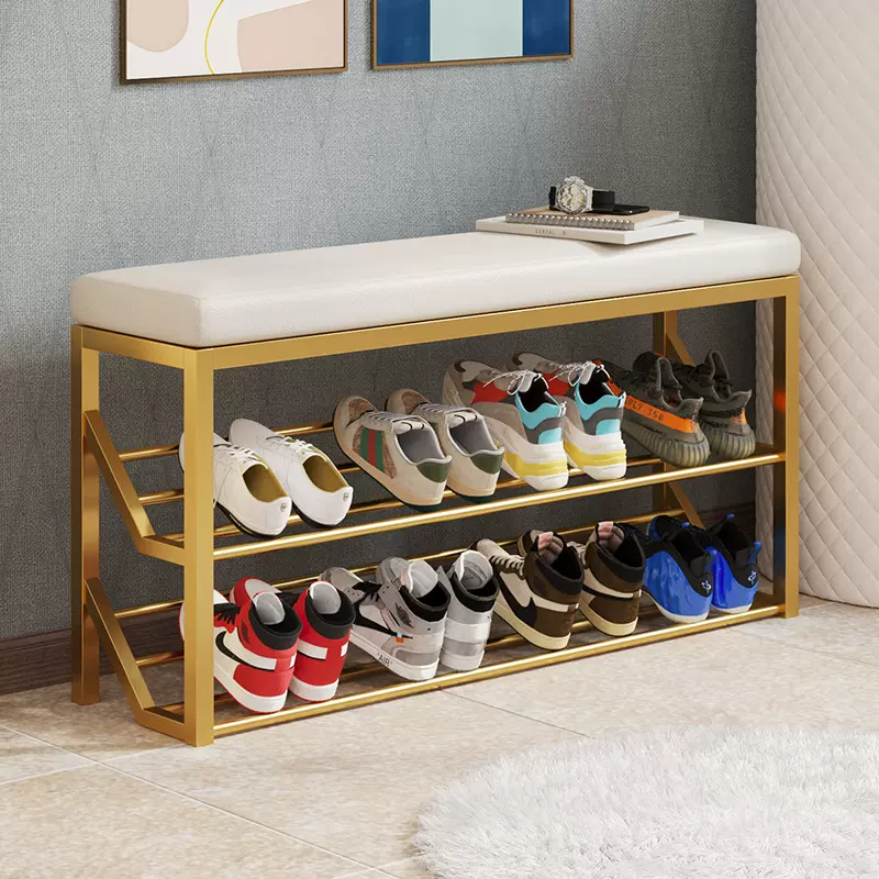 简易鞋架子多层家用入门换鞋凳落地式出租房一体式凳子鞋柜收纳架