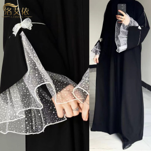 Loriya2025 AliExpress Dubai Turkish Patchwork Lace dress Robe abayaLR1016