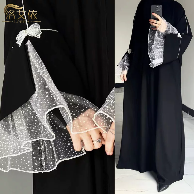 Loriya2025 AliExpress Dubai Türkiye Сплетённое кружевное платье кафтан абаяLR1016