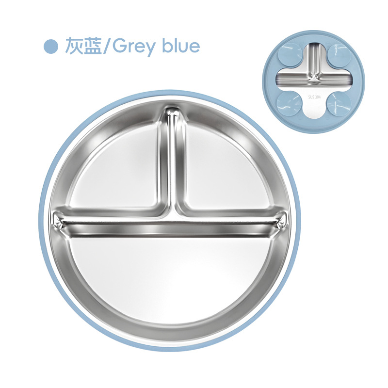 Amazon cubiertos infantiles de acero inoxidable para bebés comidas 304 cubiertos de acero inoxidable platos de silicona tipo ventosa