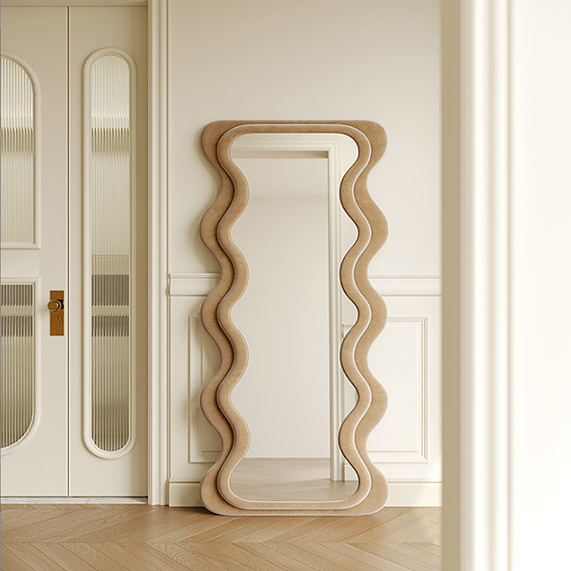 意大利波浪镜子家用衣帽间穿衣镜网红ins服装店落地试衣镜全身镜