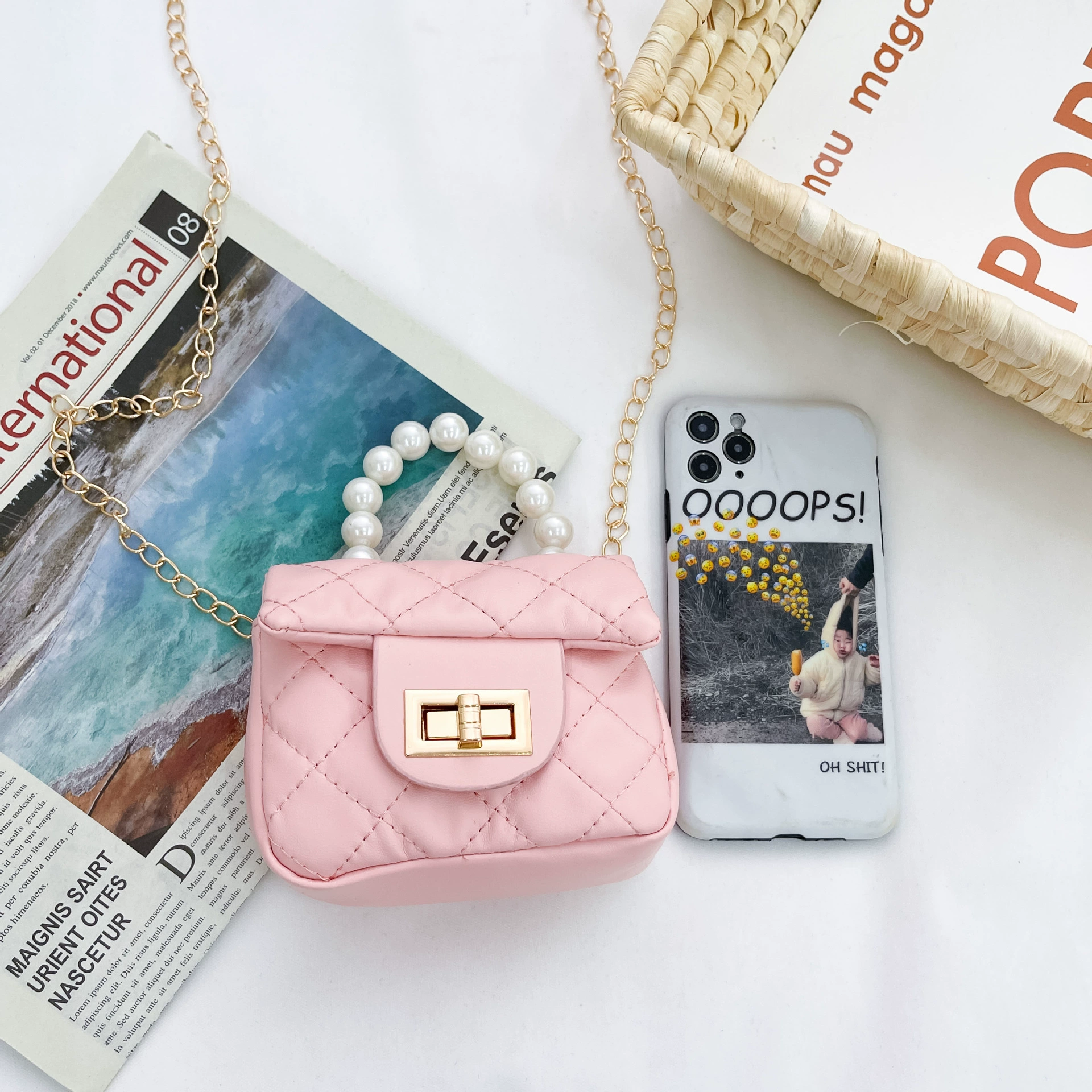 Fashionable children's bag, cute one-shoulder bag for princess, wallet, Korean style