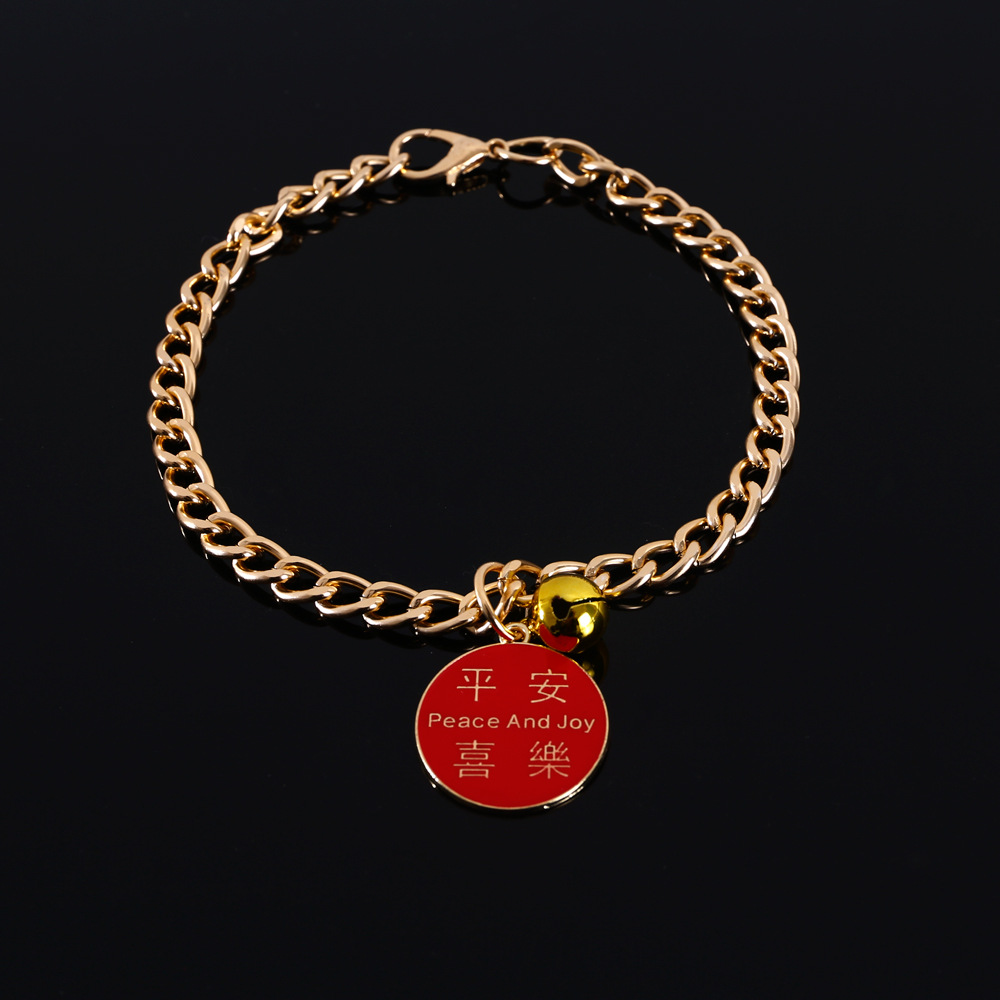Mascotas de metal para atraer dinero colgante Ping An gatos perros collares de campanas de Año Nuevo Fu accesorios de cadena de oro