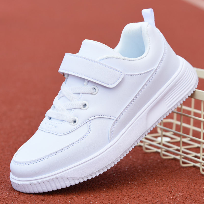 children White shoes girl white skate shoes Boy leisure time Gym shoes Large Children's shoes pupil Sports shoes Leather