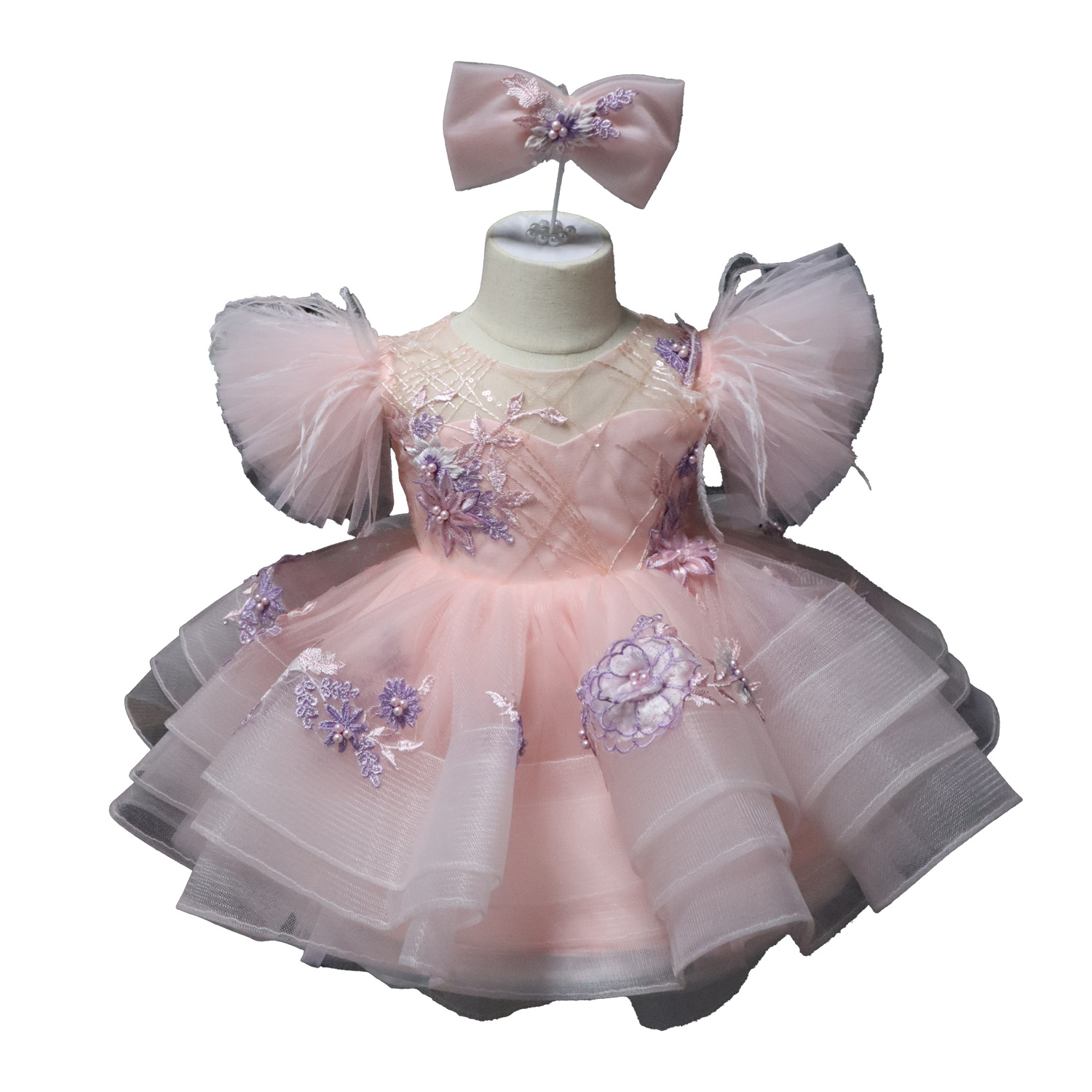 Vestido de niña de un año nuevo vestido de actuación de hilo esponjoso vestido de cumpleaños vestido de princesa anfitriona de niña