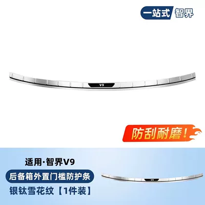 Suitable for Zhijie V9: Şüşə kənarı xromları/moldingləri - zhijie-v9-silver-snowflake-pattern-outer-rear-guard-1-piece-set-fully-rubber-edged