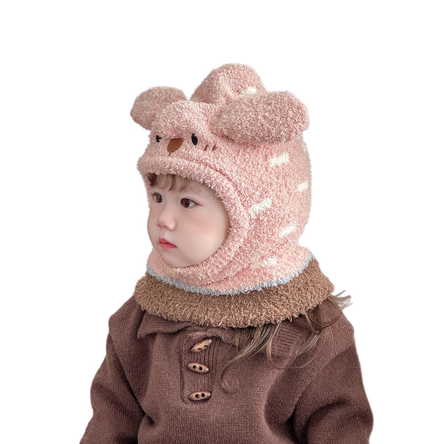 Gorro pasamontañas con bufanda para bebé térmico con protección para orejas para invierno
