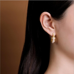 Four Seasons White Jade Pea Earrings Sterling Silver Hetian Jade Creative Temperament Earrings Women's Fashion Earrings