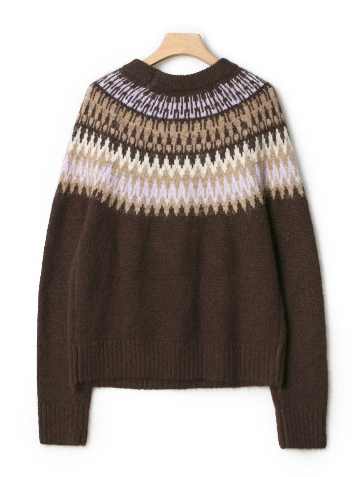 Ba*【Yang Caiyu's same style】retro lavender wave Fair Isle knitted…