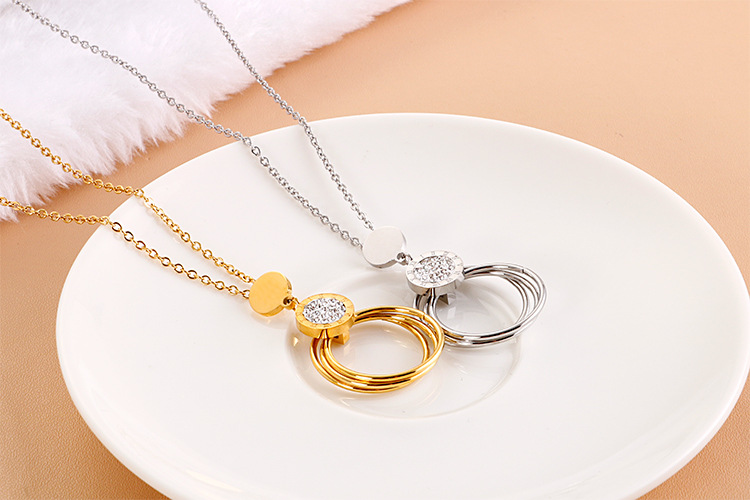 wholesale new style round multi-layer stainless steel necklace earring set Nihaojewelry