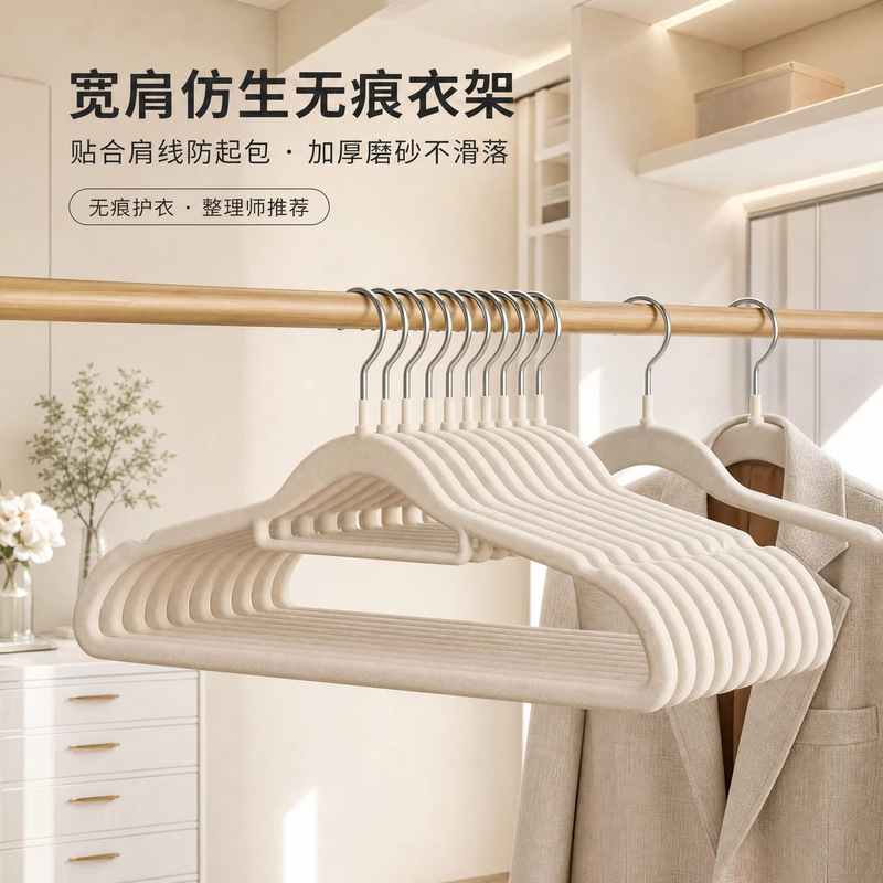 Household Non-Slip Velvet Hangers for Clothes, Anti-Crease, Wardrobe Storage, Professional Organizer's Non-Slip Clothing Hangers