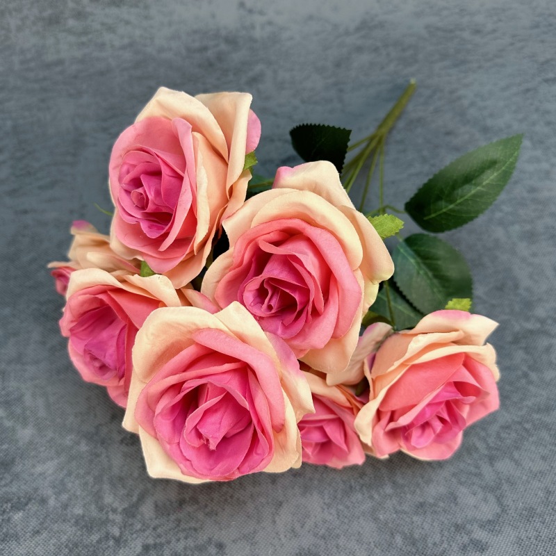 Simulación de 9 grandes ramos de rosas boda decoración del hogar decoración flor de seda transfronteriza hecha a mano adornos de flores falsas al por mayor