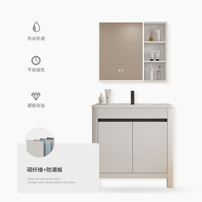 Simple moderno tipo de piso de aluminio del espacio gabinete de baño combinación de arco lavabo baño lavabo gabinete